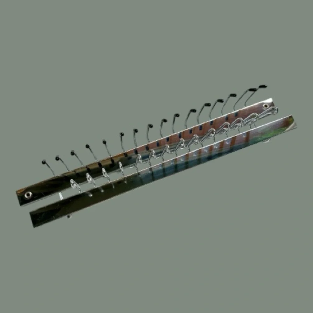 VINTAGE, TY-MASTER, AUTOMATIC TIE RACK. CHROME-PLATED. 13 3/4”W X 2 3/8”H